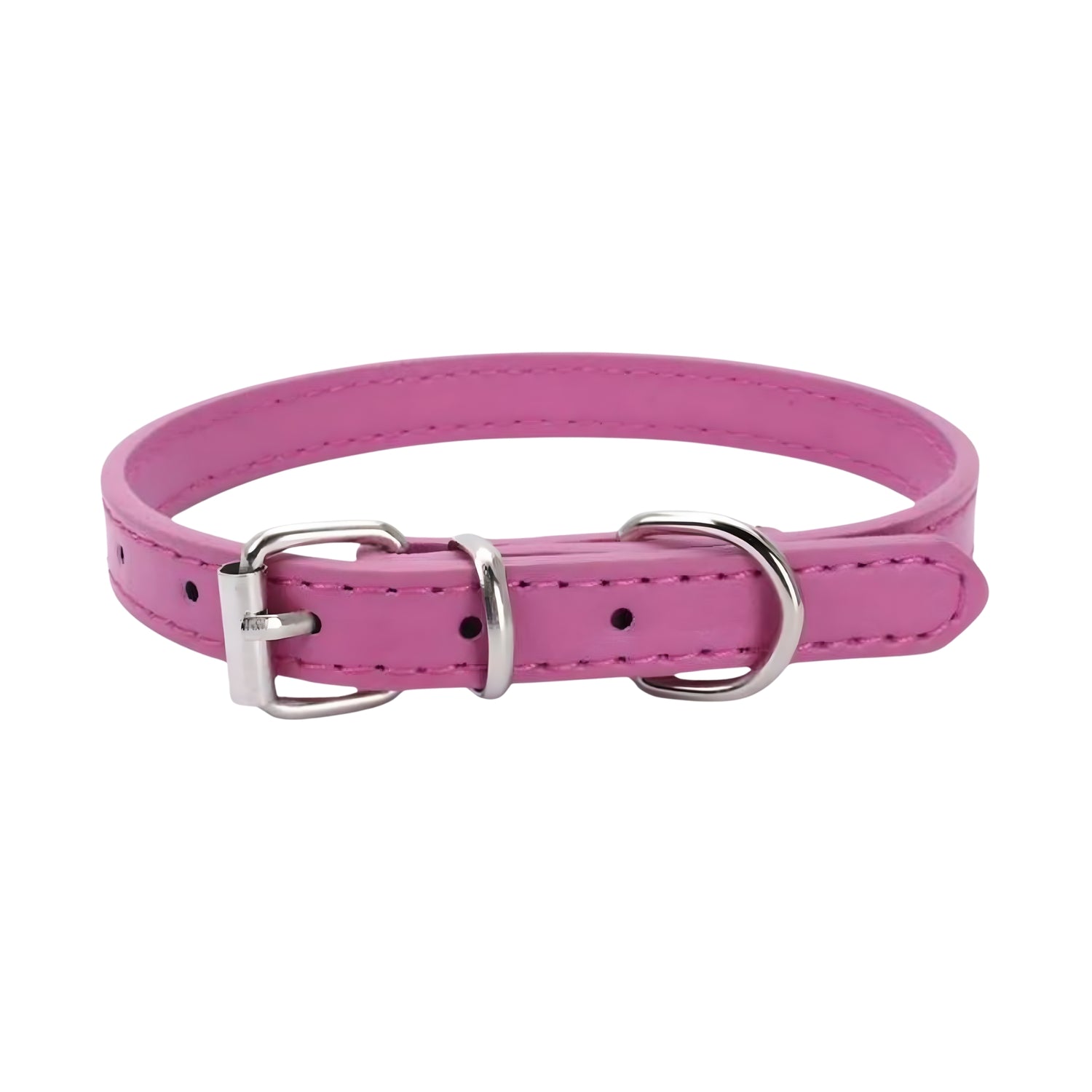 Leather Pet Collar - Lollipop Pink
