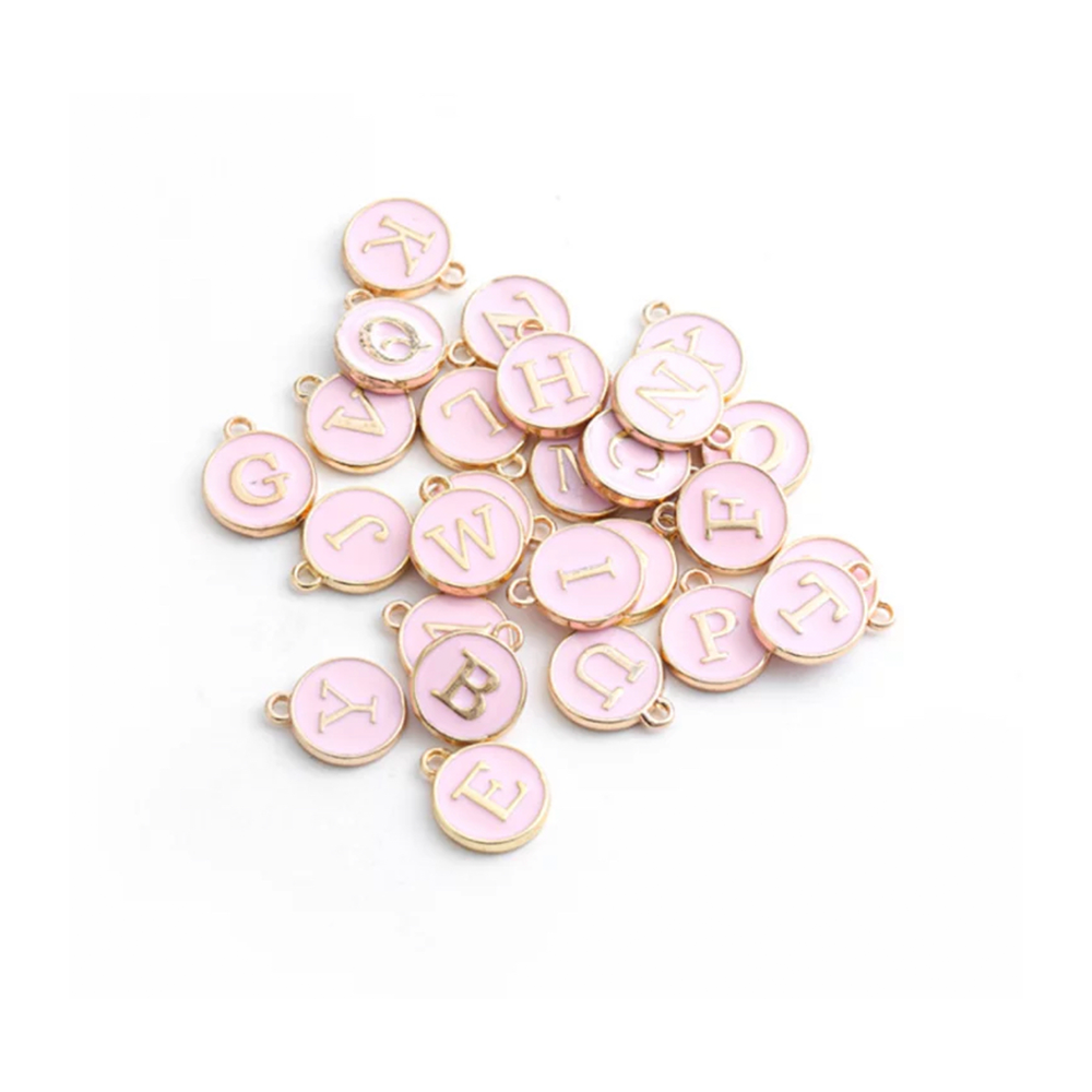 Light Pink Initial Collar Charm
