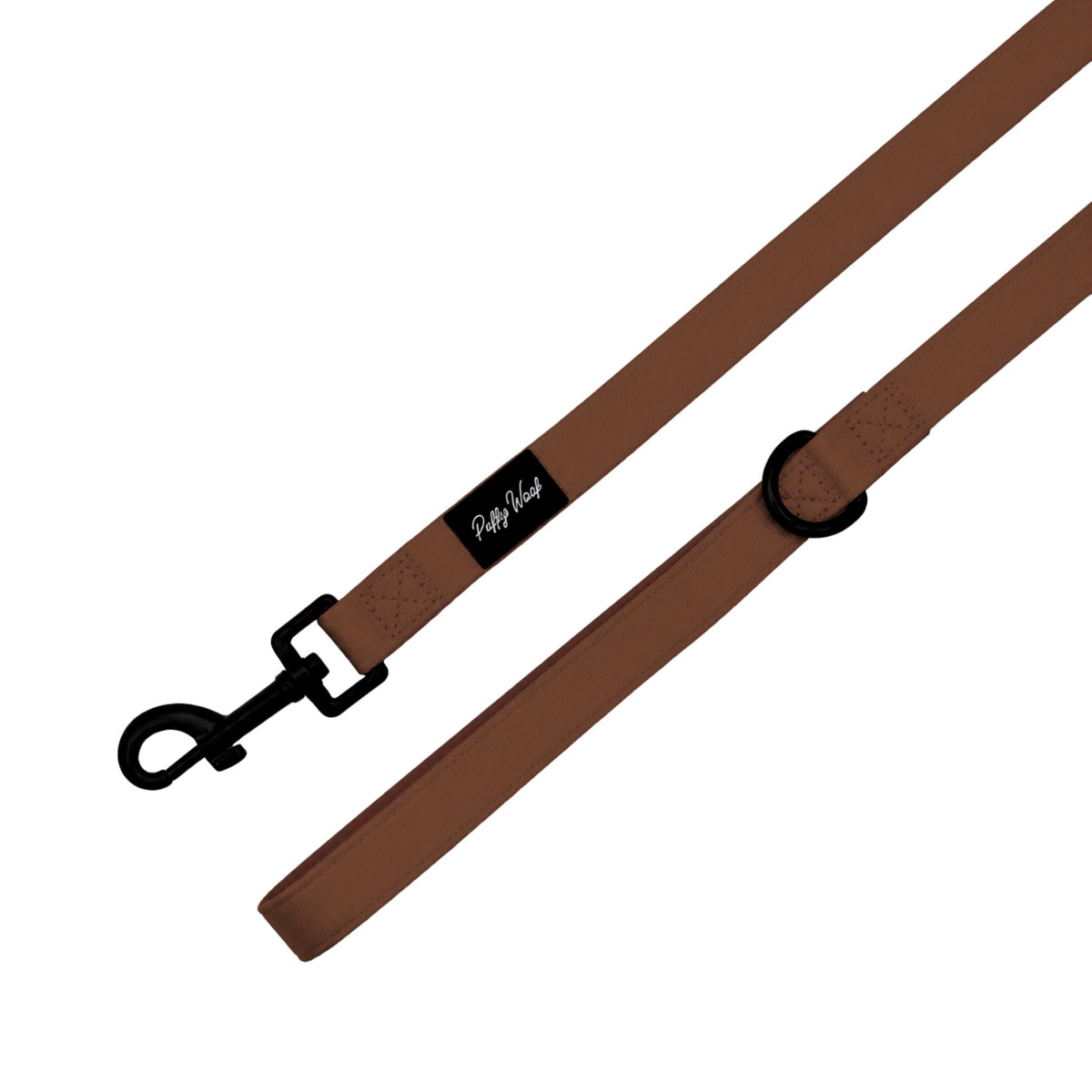 Maison Louis dog leash in rich brown woven webbing with padded handle