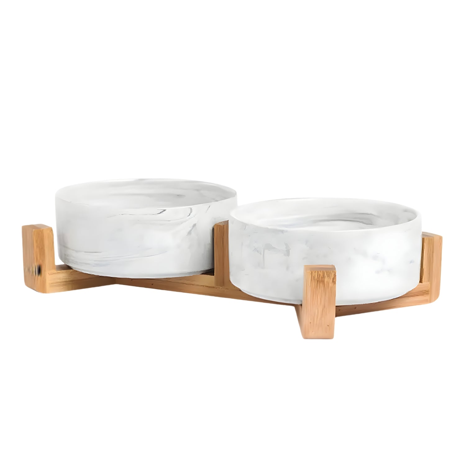 Personalized Double Pet Bowls | Marble Grey