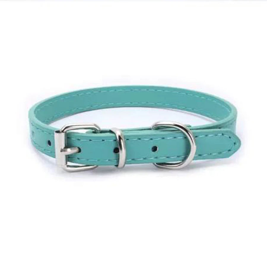 Leather Pet Collar - Light Blue