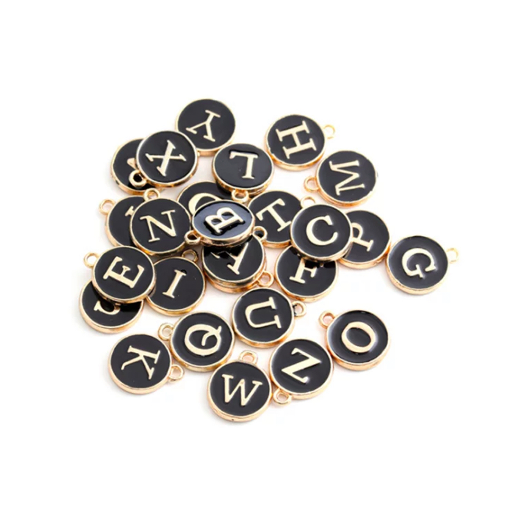 Black Initial Collar Charm