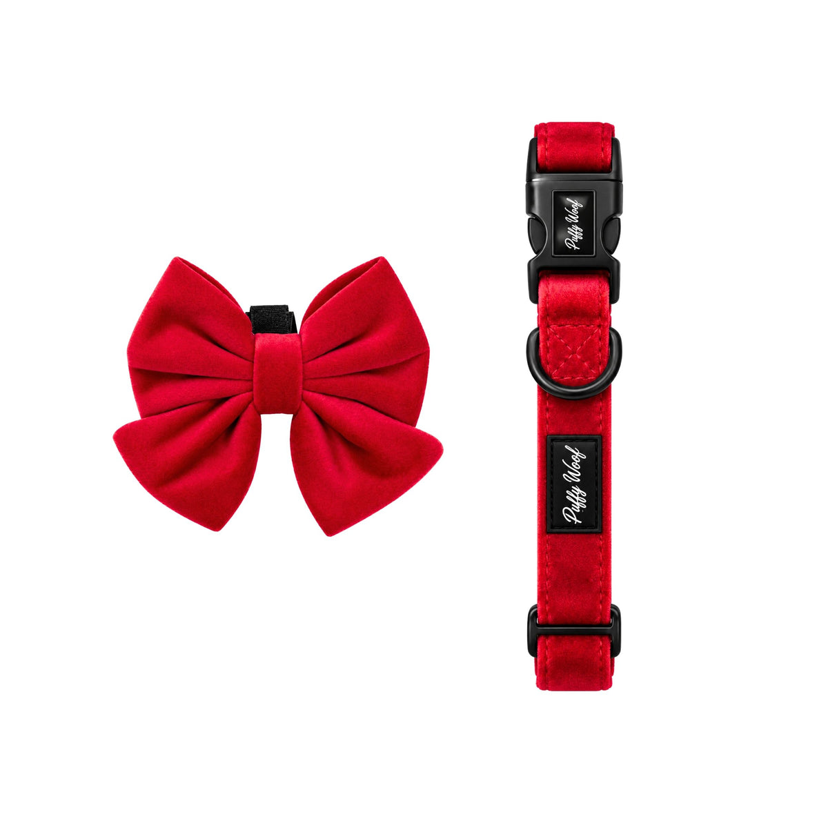 Red Velvet Collar & Bow Set