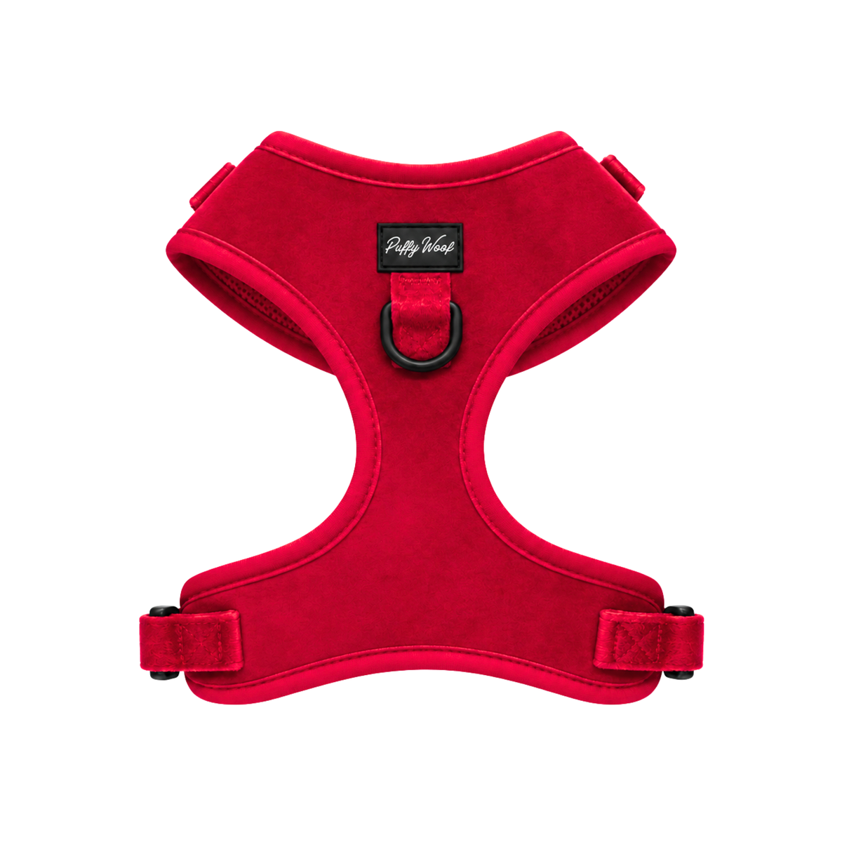 Red Velvet adjustable dog harness in deep red velvet