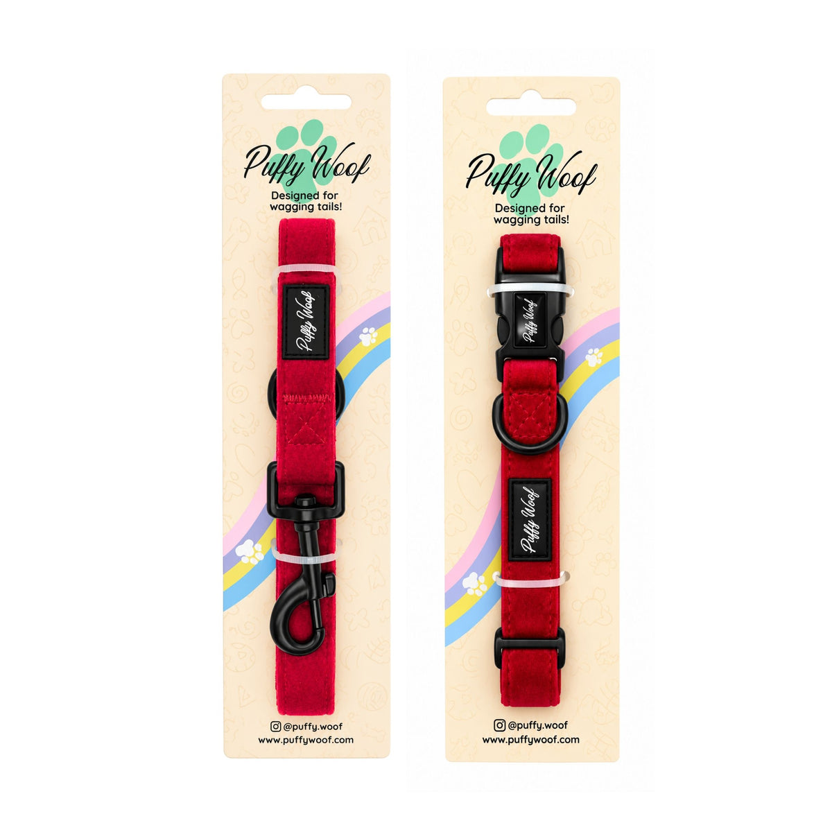 Red Velvet Collar & Leash Set
