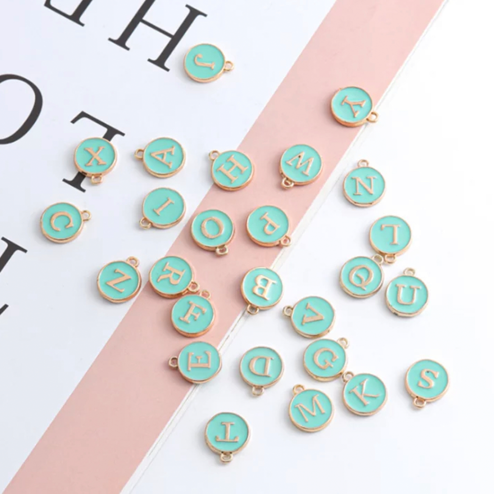 Mint Green Initial Collar Charm