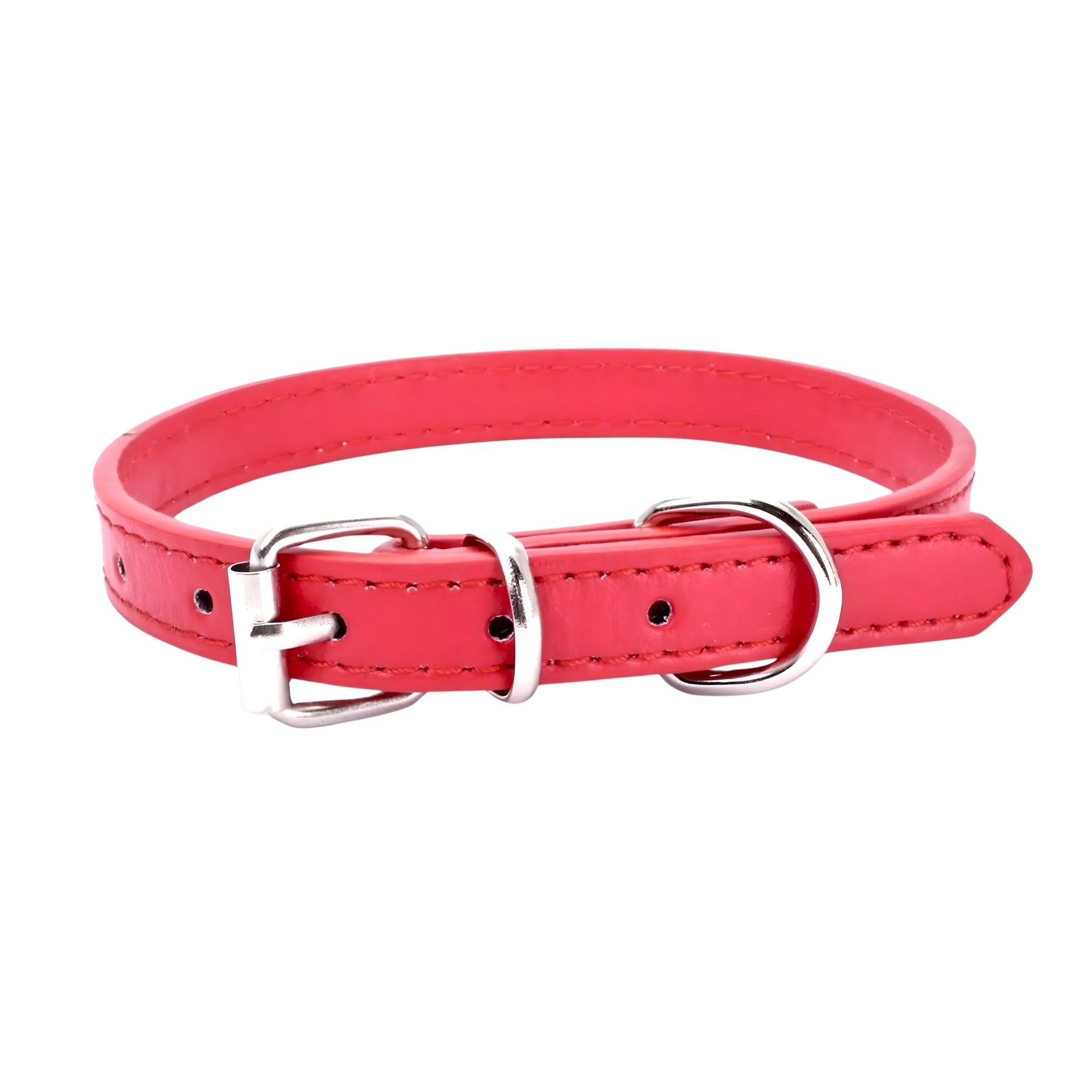 Leather Pet Collar - Ruby Red