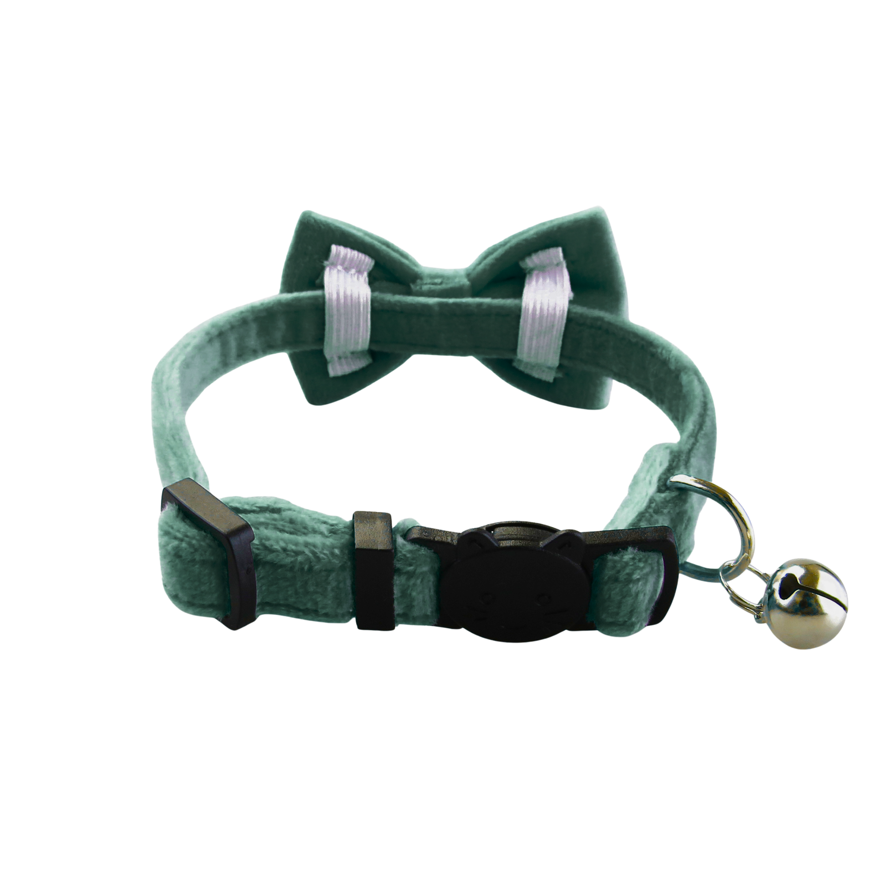 Adjustable Dark Green Cat Collar with Detachable Bowtie, Comfortable & Gentle on Neck, for Cats in Dubai