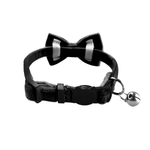 Back Side look of Adjustable black velvet breakaway cat collar with a matching bow tie by Puffy Woof