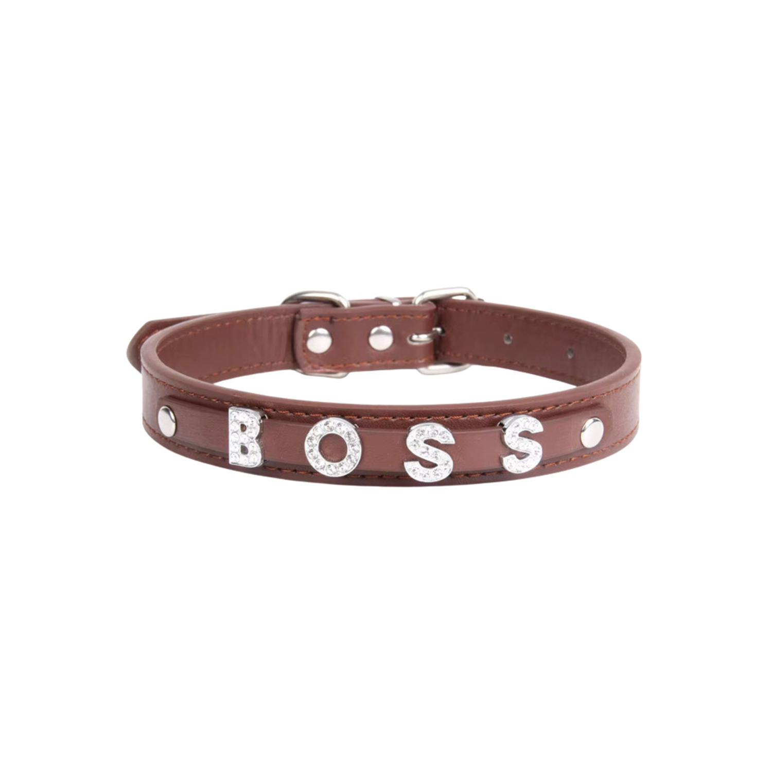 Bling Bling Personalized Dog & Cat Collar Brown | Personalized Luxury Pet Collar