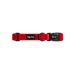 Red Velvet adjustable dog collar in deep red velvet with buckle closure