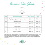 Dog harness size chart and measurement guide for selecting the perfect harness fit from Puffy Woof dog harness collection