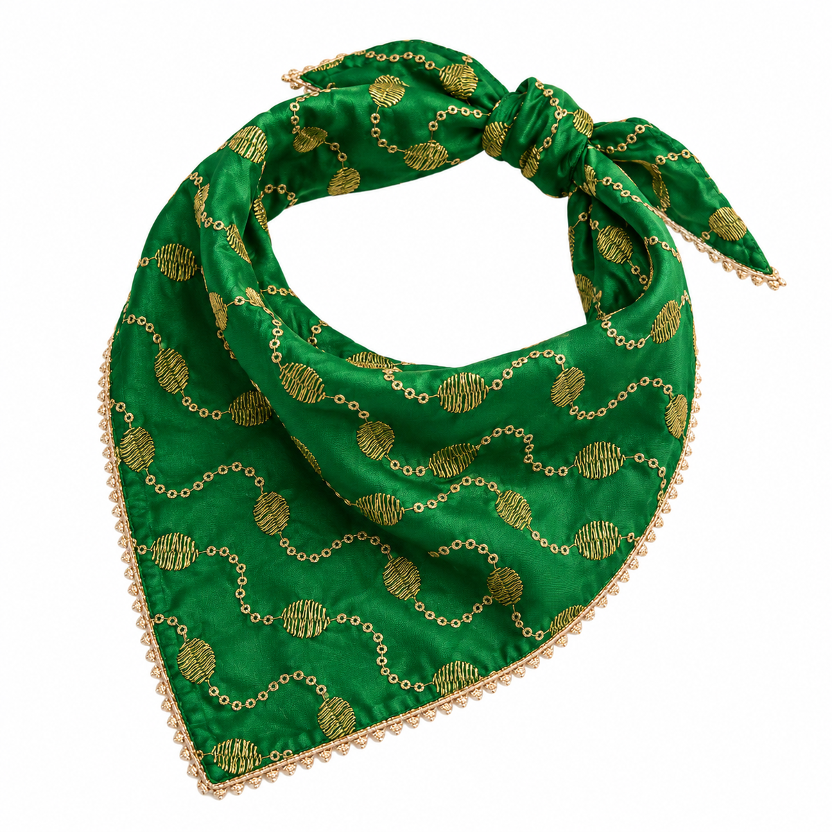 Emerald Green and Gold Festive Dog Bandana for Pets in Dubai, UAE | Puffy Woof