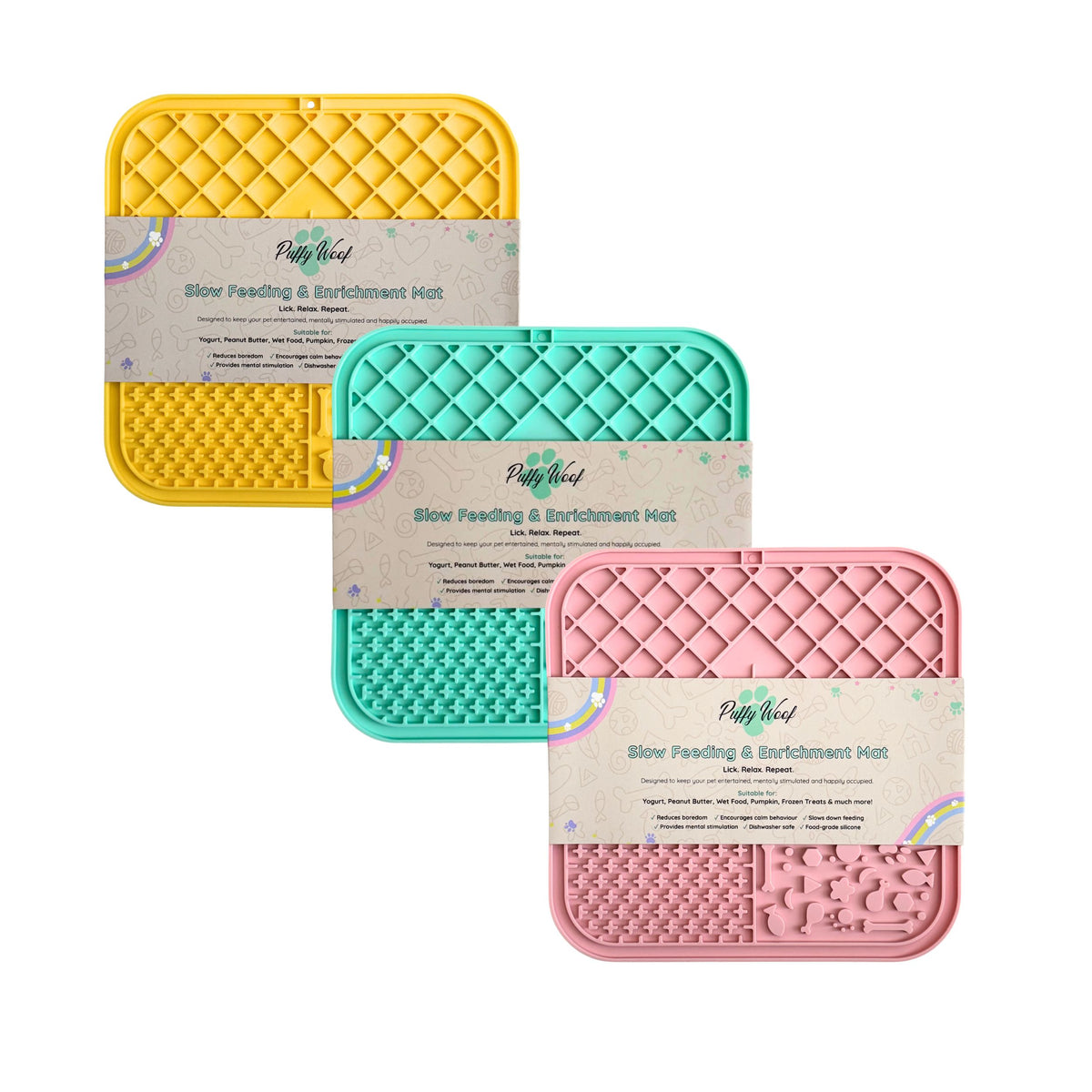 Pack of 3 Combo Licky Mats for Dogs and Cats in Dubai