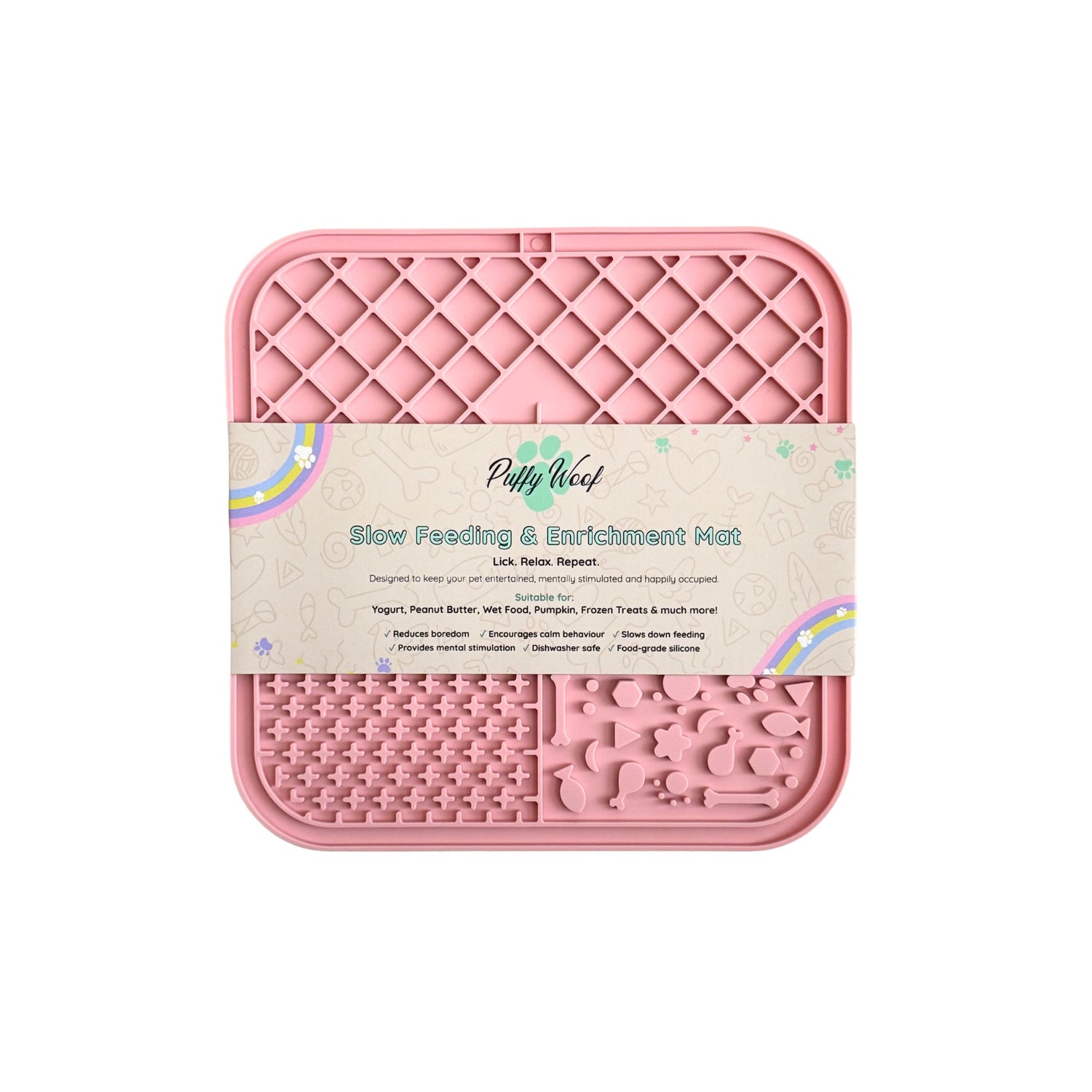 Blush & Seafoam Lick Mat Bundle for Dogs & Cats - Silicone Slow Feeders & Enrichment Mats