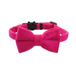 Pink Velvet Cat Collar with Bow by Puffy Woof UAE