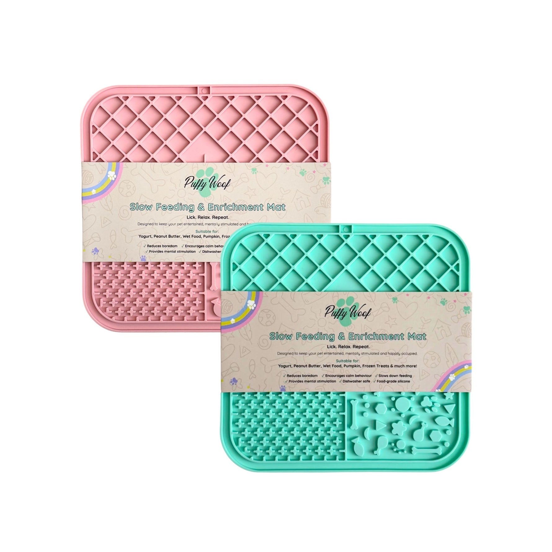 Pink and Green Combo Licky Mats for Dogs and Cats in Dubai