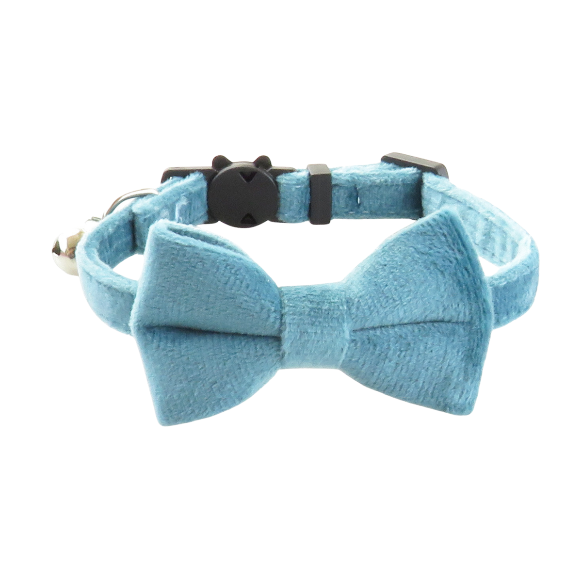 Puffy Woof Adjustable Blue velvet cat collar with a matching bow tie