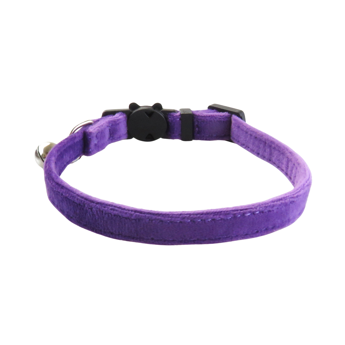 Puffy Woof Adjustable Purple velvet cat collar with a matching bow tie