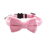Puffy Woof Adjustable velvet cat collar with matching pink bowtie