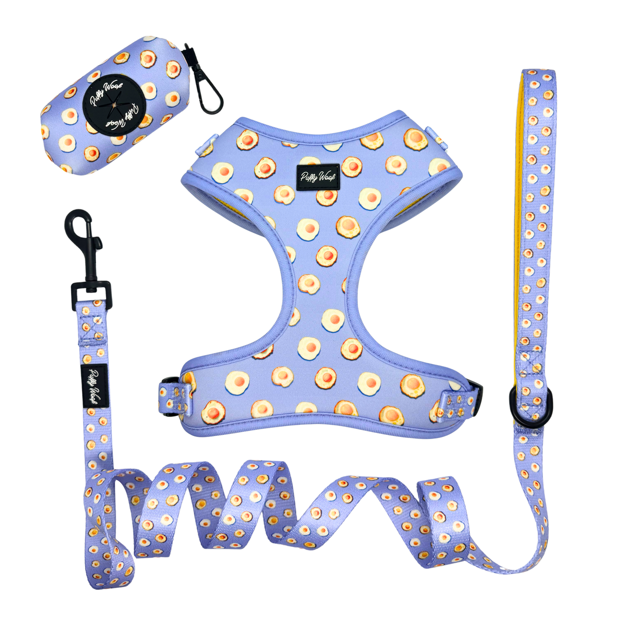 Puffy Woof Sunny Side Esco collections Complete dog harness set with leash and collar all-in-one pack product image high quality