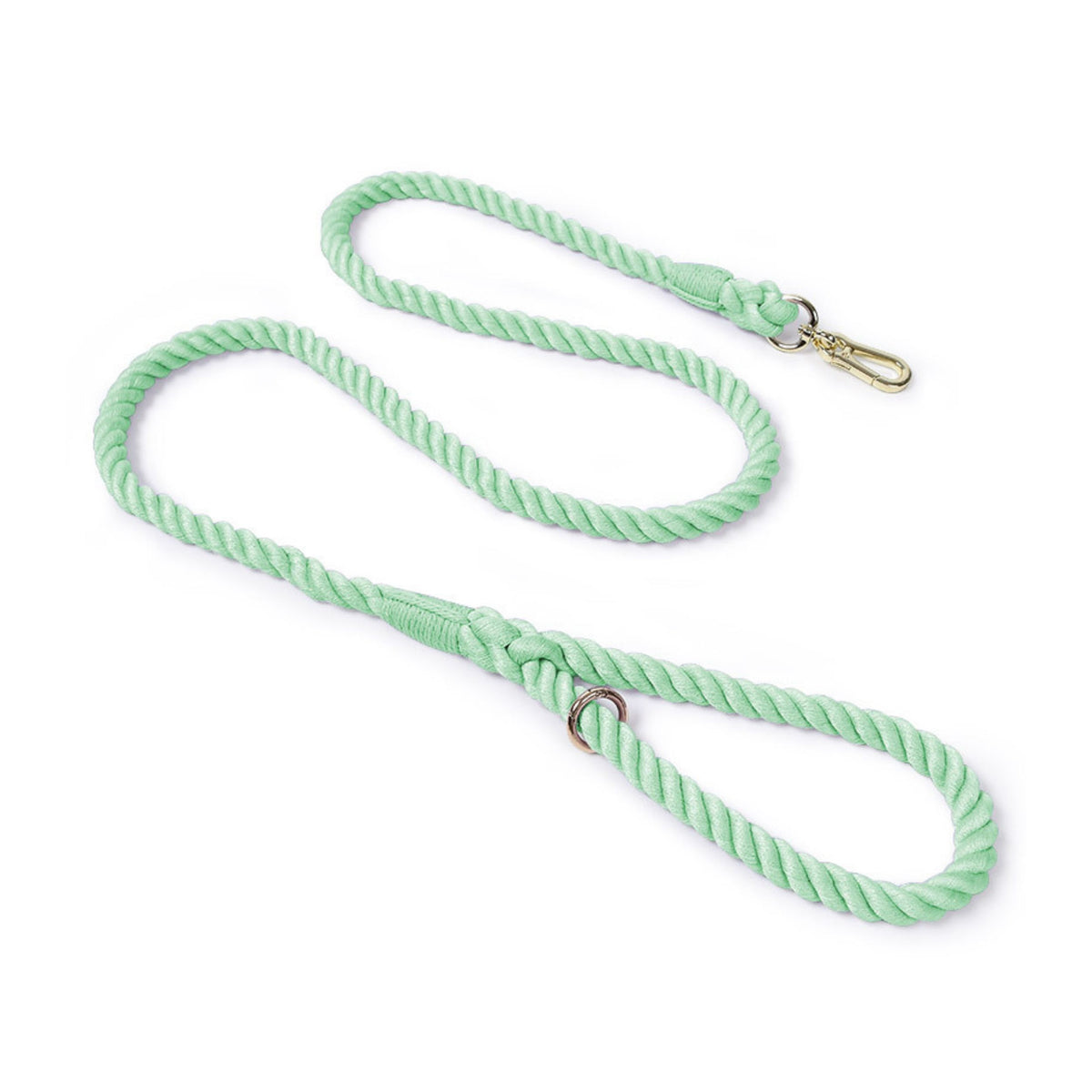 Puffy Woof light green handmade braided cotton rope dog leash