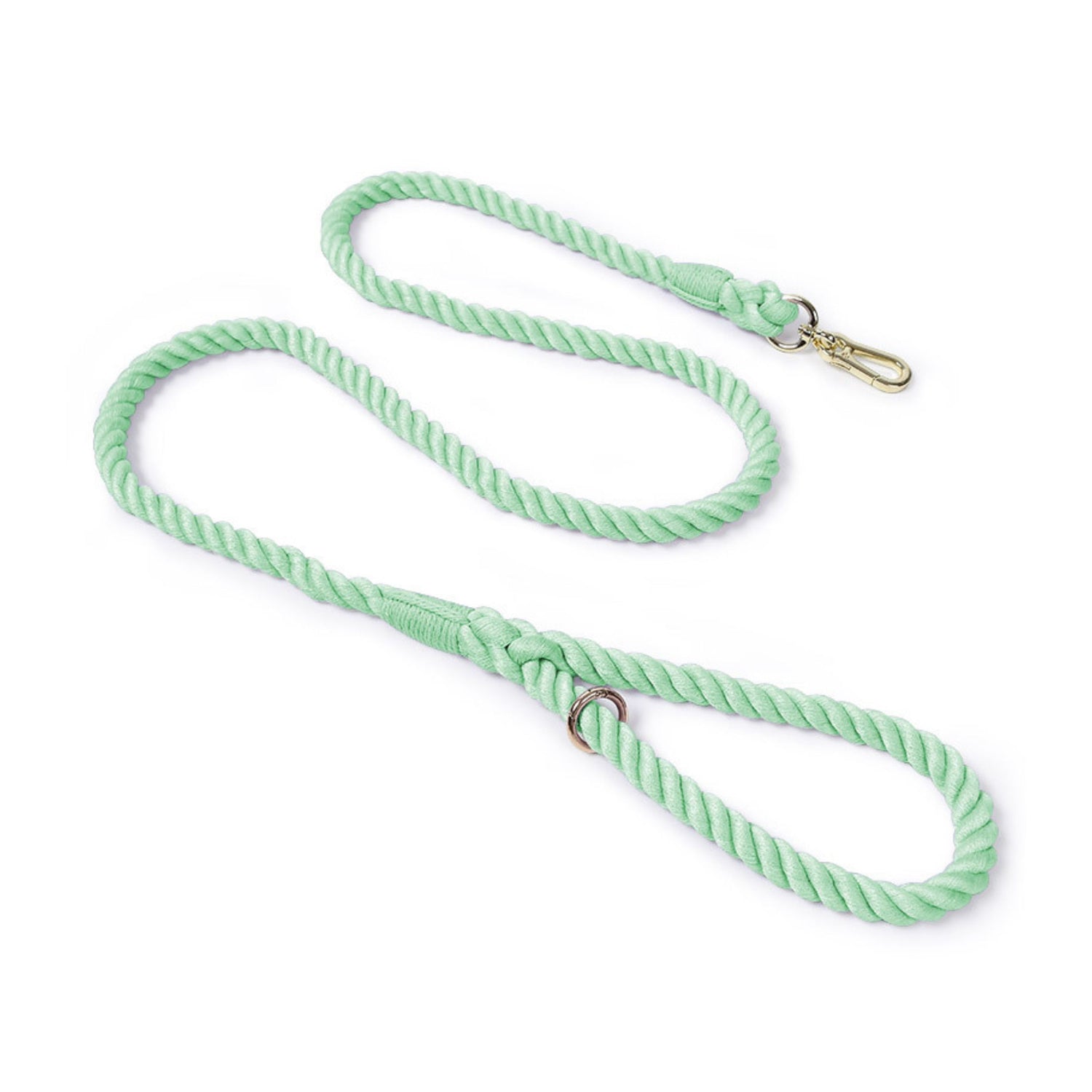 Puffy Woof light green handmade braided cotton rope dog leash