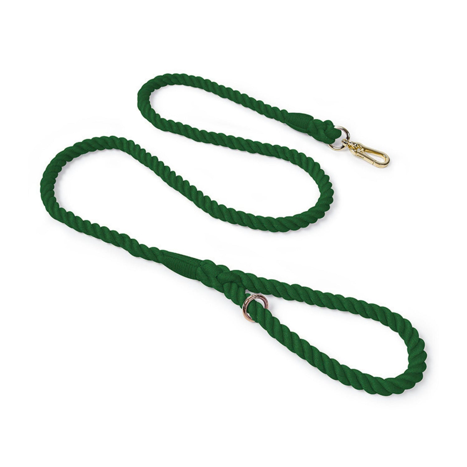 Puffy Woof solid green handmade braided cotton rope dog leash
