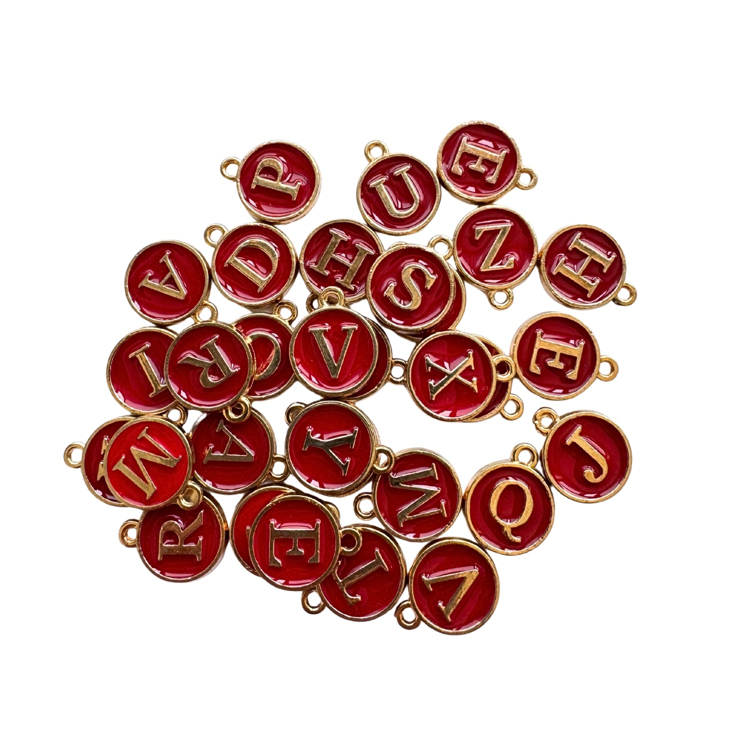 Red Initial Collar Charm