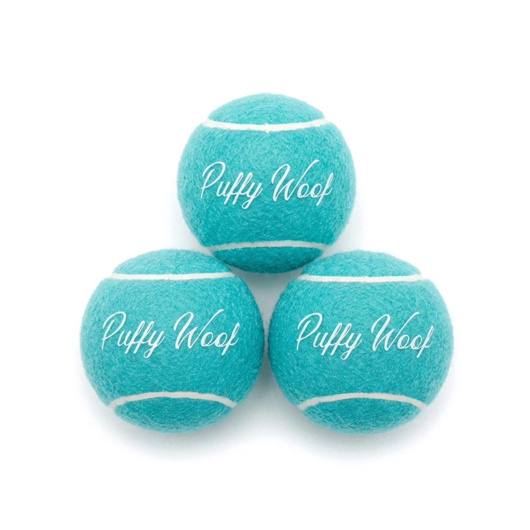 Set of 3 durable dog toy balls for chewing, training, and playtime by Puffy Woof - Pet Accessories Brand For Dubai Pets 