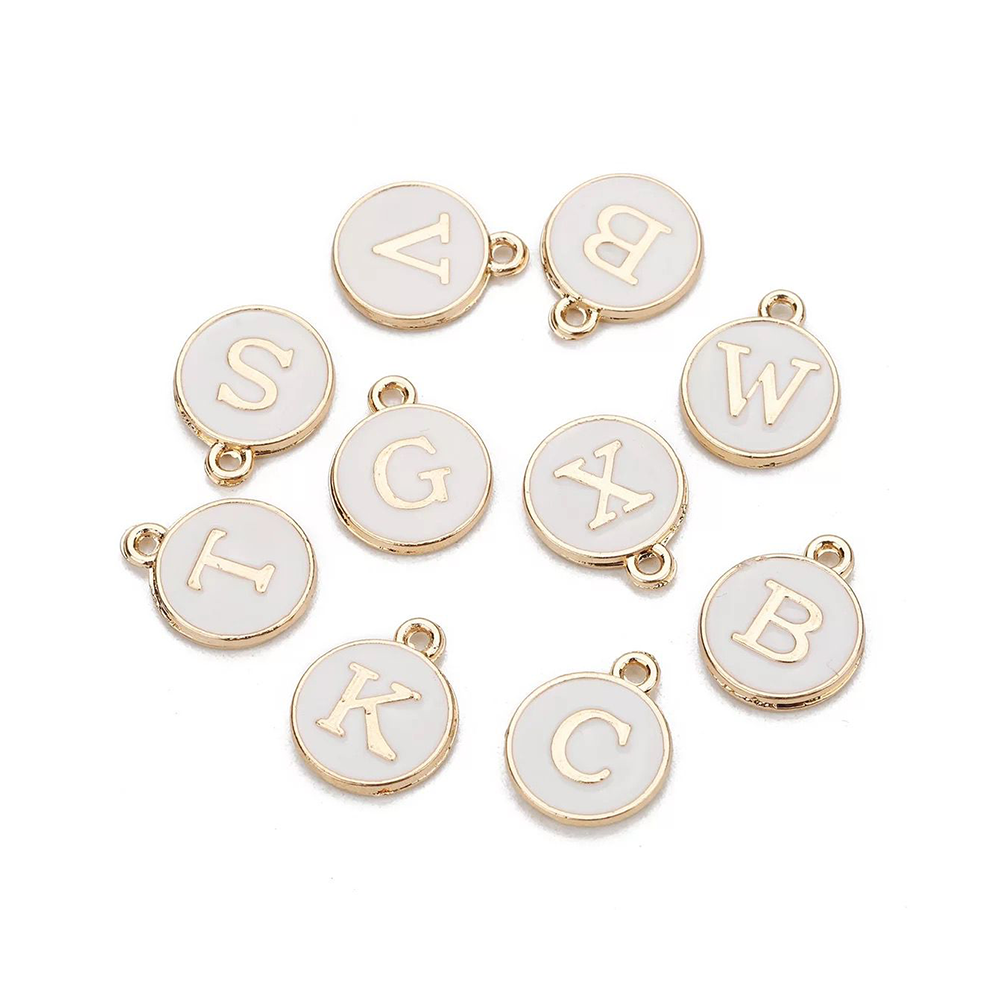 White Initial Collar Charm