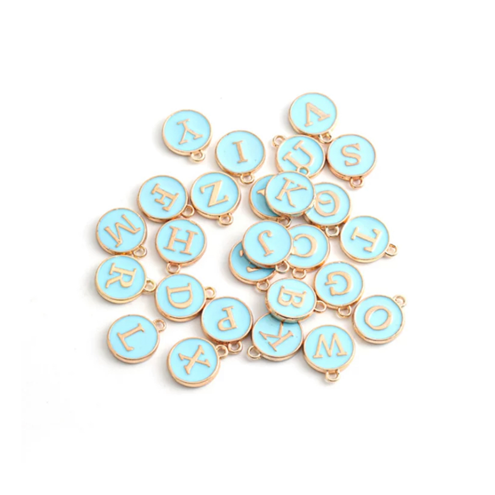 Light Blue Initial Collar Charm