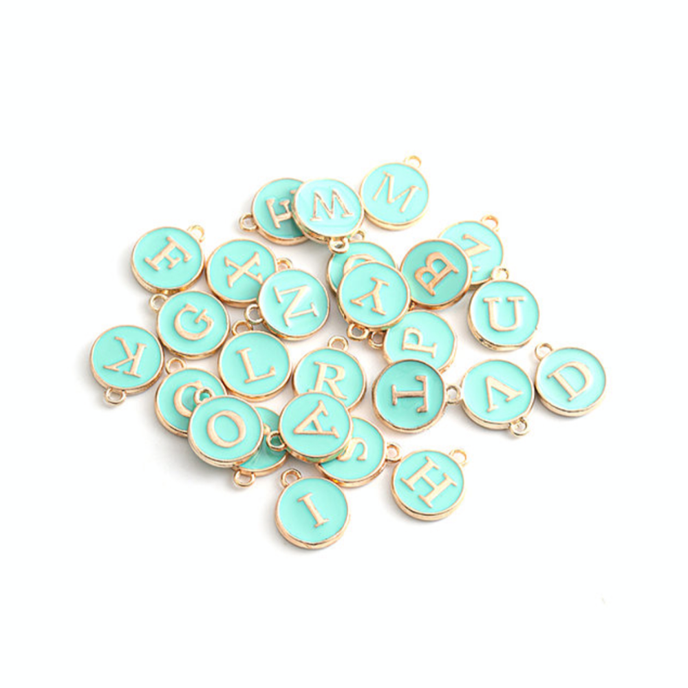 Mint Green Initial Collar Charm